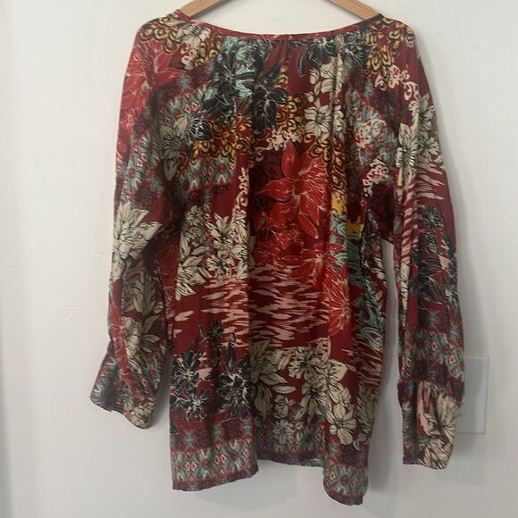 Johnny Was 100% Silk Ikat Blouse M - Picture 8 of 10